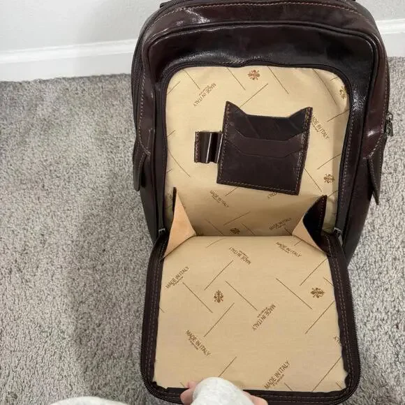 Vera Pelle Dark Brown Italian Leather Backpack Made in Italy Luxury - Picture 15 of 15